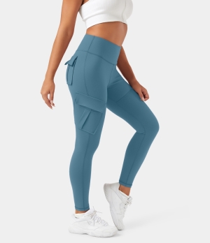 Halara High Waisted Cargo Pocket Skinny Yoga 7/8 Women's Leggings Niagara | 942586-WOM