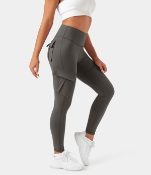 Halara High Waisted Cargo Pocket Skinny Yoga 7/8 Women's Leggings Brushed Nickel | 972083-JSI
