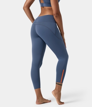 Halara High Waisted Color Block Capri Plus Size Women's Leggings Blue Grey | 289754-HIQ