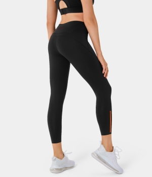 Halara High Waisted Color Block Capri Plus Size Women's Leggings Black | 916537-HNR