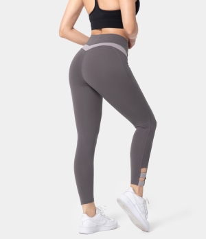 Halara High Waisted Color Block Cut Out Women's Leggings Queen - Purple | 942780-UIQ