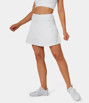 Halara High Waisted Color Block Side Pocket A Line Women's Skirts White | 195847-OEF
