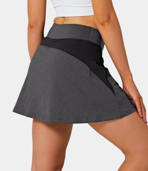 Halara High Waisted Color Block Side Pocket A Line Women's Skirts Lead Grey | 412657-CUS