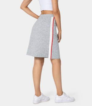 Halara High Waisted Color Block Side Pocket Women's Skirts Grey | 610487-BZQ