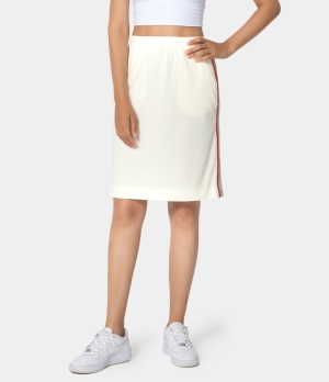 Halara High Waisted Color Block Side Pocket Women's Skirts White | 876914-QJM