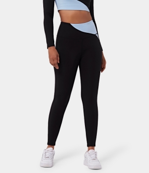 Halara High Waisted Color Block Yoga 7/8 Women's Leggings Carolina Blue | 986145-SNI