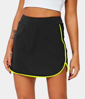 Halara High Waisted Contrast Trim 2-in-1 Side Pocket Women's Skirts Black | 897521-CKF