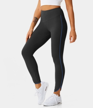 Halara High Waisted Contrast Trim Plain Full Length Women's Leggings Black | 765891-AQY