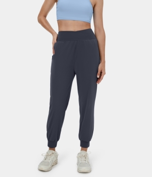 Halara High Waisted Crossover Side Pocket Casual Women's Jogger Blue Nights | 602594-UNE