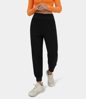 Halara High Waisted Crossover Side Pocket Casual Women's Jogger Black | 842359-RIB