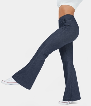 Halara High Waisted Crossover Stretchy Knit Denim Casual Flare Women's Pants Spellbound | 489506-ACJ