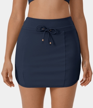 Halara High Waisted Drawstring 2-in-1 Golf Women's Skirts Dark Blue | 375021-HNT