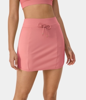 Halara High Waisted Drawstring 2-in-1 Golf Women's Skirts Strawberry Ice | OIUJHQB-39