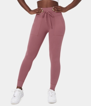 Halara High Waisted Drawstring Cotton 7/8 Women's Jogger Rouge Pink | 437510-MBC