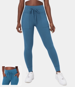 Halara High Waisted Drawstring Cotton 7/8 Women's Jogger Light Sky Blue | 672593-BRT