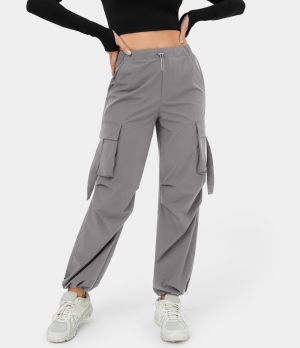 Halara High Waisted Drawstring Flap Pocket Casual Cargo Women's Jogger Steel Gray | 738219-JPY