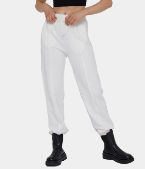 Halara High Waisted Drawstring Multi-Pockets Casual Women's Sweatpants White | OPJCTUE-12