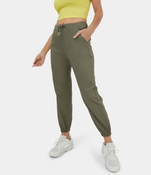 Halara High Waisted Drawstring Multiple Pockets Casual Women's Jogger Olivine | 203987-FLJ