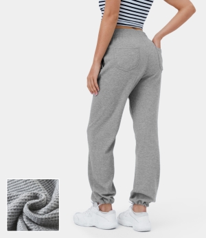 Halara High Waisted Drawstring Pocket Waffle Casual Women's Jogger Grey | 421576-GXR