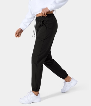 Halara High Waisted Drawstring Side Pocket Plus Back Pocket Commute Women's Jogger Black | 014357-FOV