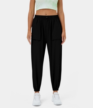 Halara High Waisted Drawstring Side Pocket Relaxed Casual Women's Jogger Black | 043812-EGY