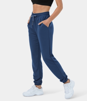 Halara High Waisted Drawstring Side Pocket Plain Casual Women's Jogger Ensign Blue | 138907-UEJ