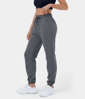 Halara High Waisted Drawstring Side Pocket Plain Casual Women's Jogger Dark Shadow | 165073-QNO