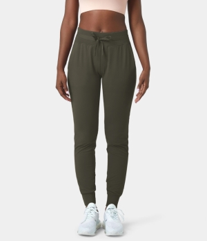 Halara High Waisted Drawstring Side Pocket Casual Women's Jogger Rifle Green | 173982-PGW