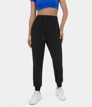 Halara High Waisted Drawstring Side Pocket Casual Women's Jogger Black | 253948-YZU