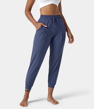 Halara High Waisted Drawstring Side Pocket 7/8 Women's Jogger Deep Blue | 465713-QEG