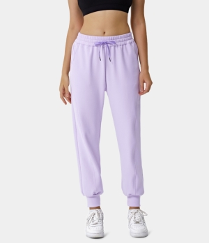 Halara High Waisted Drawstring Side Pocket Slimming Plain Women's Jogger Light Purple | 483501-TPM
