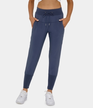 Halara High Waisted Drawstring Side Pocket Slimming Women's Jogger Blue Gray | 574620-IWT