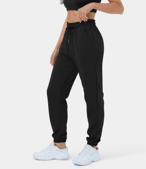Halara High Waisted Drawstring Side Pocket Plain Casual Women's Jogger Black | 807264-NRC