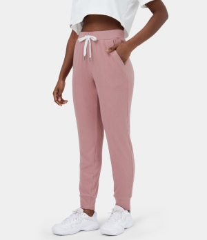 Halara High Waisted Drawstring Side Pocket Plus Back Pocket Casual Women's Jogger Soft Berry | 810357-SBE