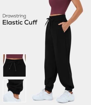 Halara High Waisted Drawstring Side Pocket Casual Women's Jogger Black | 821437-OZL