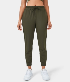 Halara High Waisted Drawstring Side Pocket Women's Jogger Ivy Green | 857640-EUD