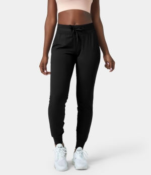 Halara High Waisted Drawstring Side Pocket Casual Women's Jogger Black | 957463-EDO