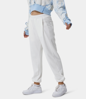 Halara High Waisted Drawstring Side Pocket Classic Women's Sweatpants White | NLRDEUV-53