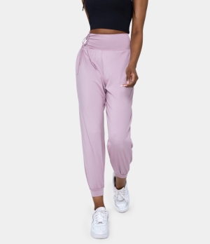 Halara High Waisted Drawstring Side Ruched Plain Women's Pants Putty Pink | 258460-WCN