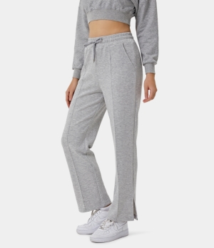 Halara High Waisted Drawstring Split Hem Women's Pants Porcelain White | 075289-RFH