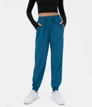 Halara High Waisted Elastic Waistband Drawstring Side Pocket Casual Women's Jogger Blue Sapphire | 105789-DYV