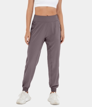 Halara High Waisted Elastic Waistband Plain Casual Women's Jogger Gray Ridge | 071984-ECW
