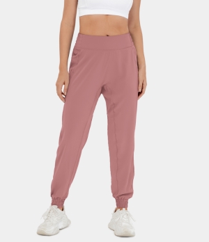 Halara High Waisted Elastic Waistband Plain Casual Women's Jogger Soft Berry | 349165-QDC