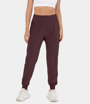 Halara High Waisted Elastic Waistband Plain Casual Women's Jogger Vineyard Wine | 370169-GYZ