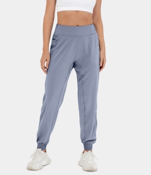 Halara High Waisted Elastic Waistband Plain Casual Women's Jogger Zen Blue | 601548-VCQ