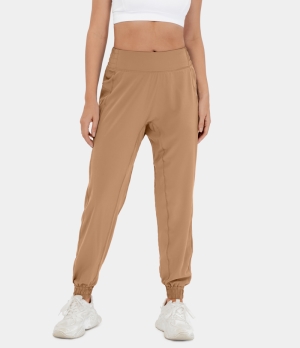 Halara High Waisted Elastic Waistband Plain Casual Women's Jogger Pastry Shell | 829103-GKH