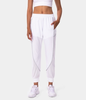 Halara High Waisted Elastic Waistband Pocket Breathable Cargo Women's Jogger White | 385204-YPK