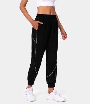 Halara High Waisted Elastic Waistband Pocket Breathable Cargo Women's Jogger Black | 826097-JDR