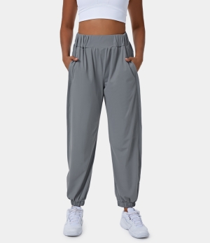 Halara High Waisted Elastic Waistband Side Pocket Plain Women's Jogger Slate Blue | 145703-YEH