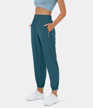 Halara High Waisted Elastic Waistband Side Zip Pocket Casual Women's Jogger Reflecting Pond | 261079-NHO